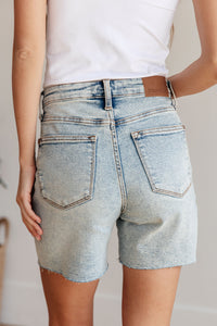 Cynthia High Rise Mineral Wash Distressed Boyfriend Shorts