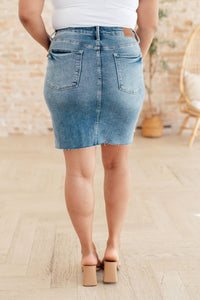 Stacy High Rise Rigid Magic Denim Skirt