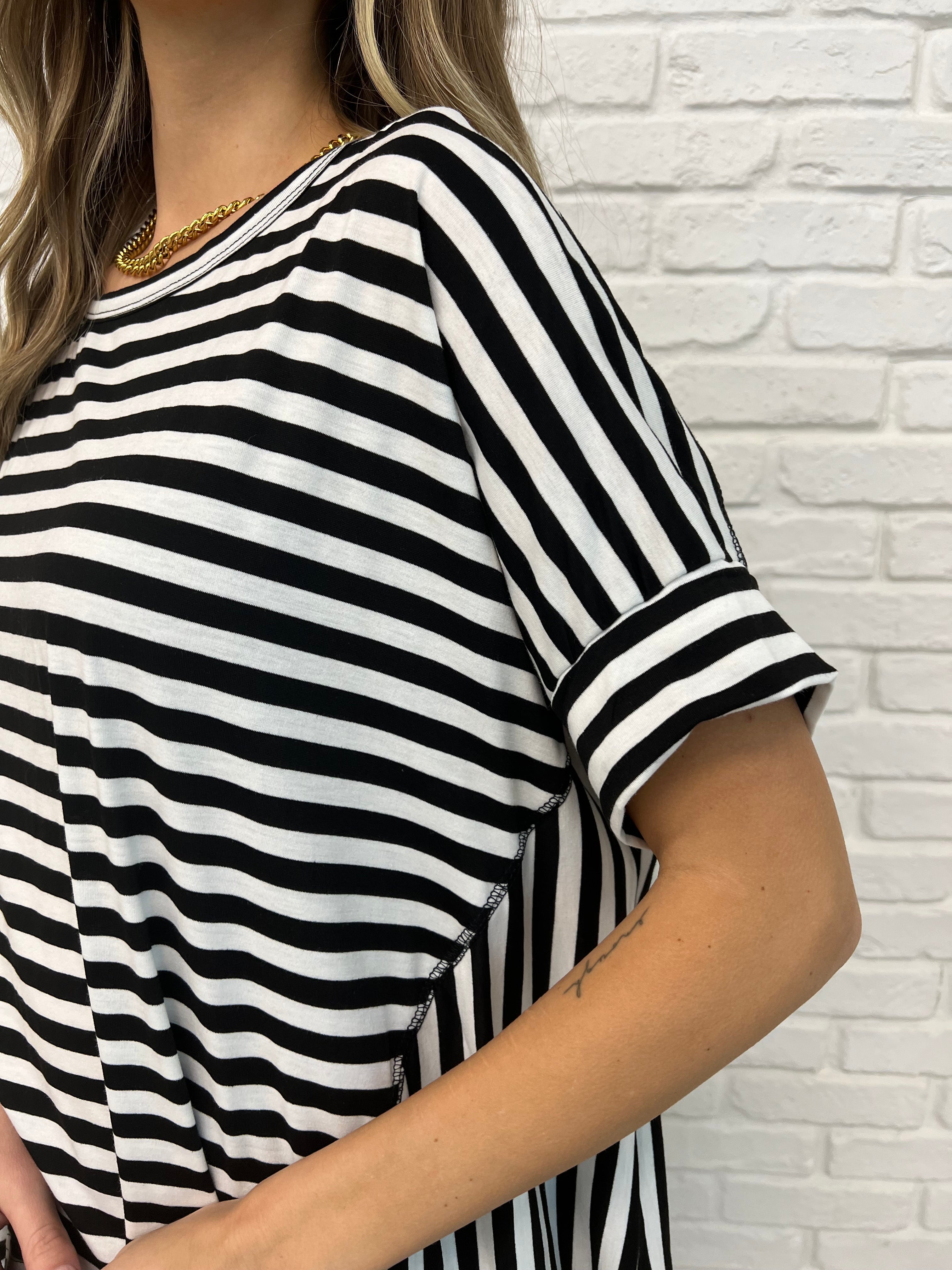 No Stopping It Striped Oversized Top