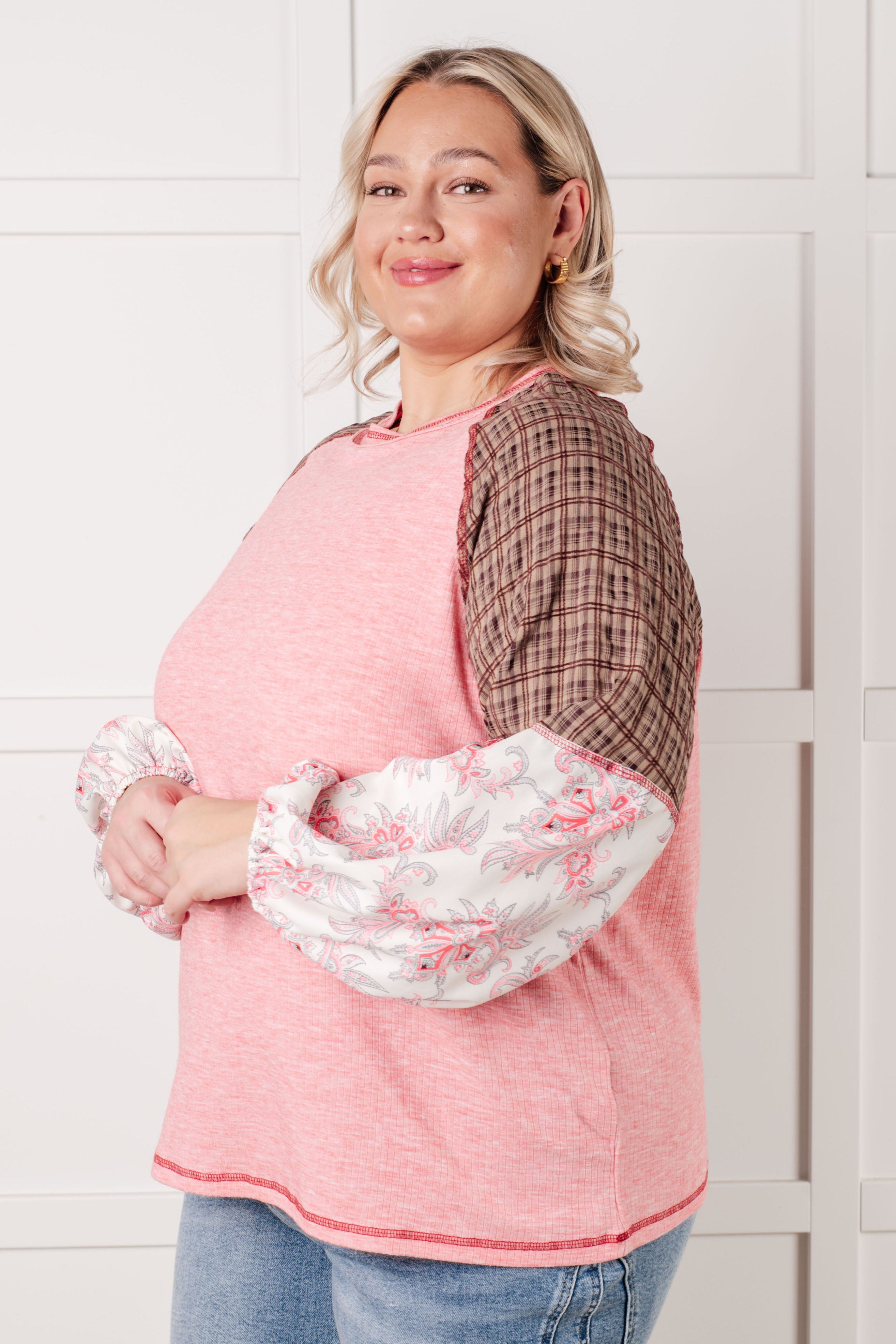 Walk for Miles Floral Color Block Top