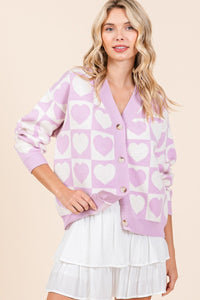 Checkered Heart Button Down Cardigan