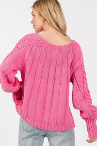 Cable-Knit Long Sleeve Sweater