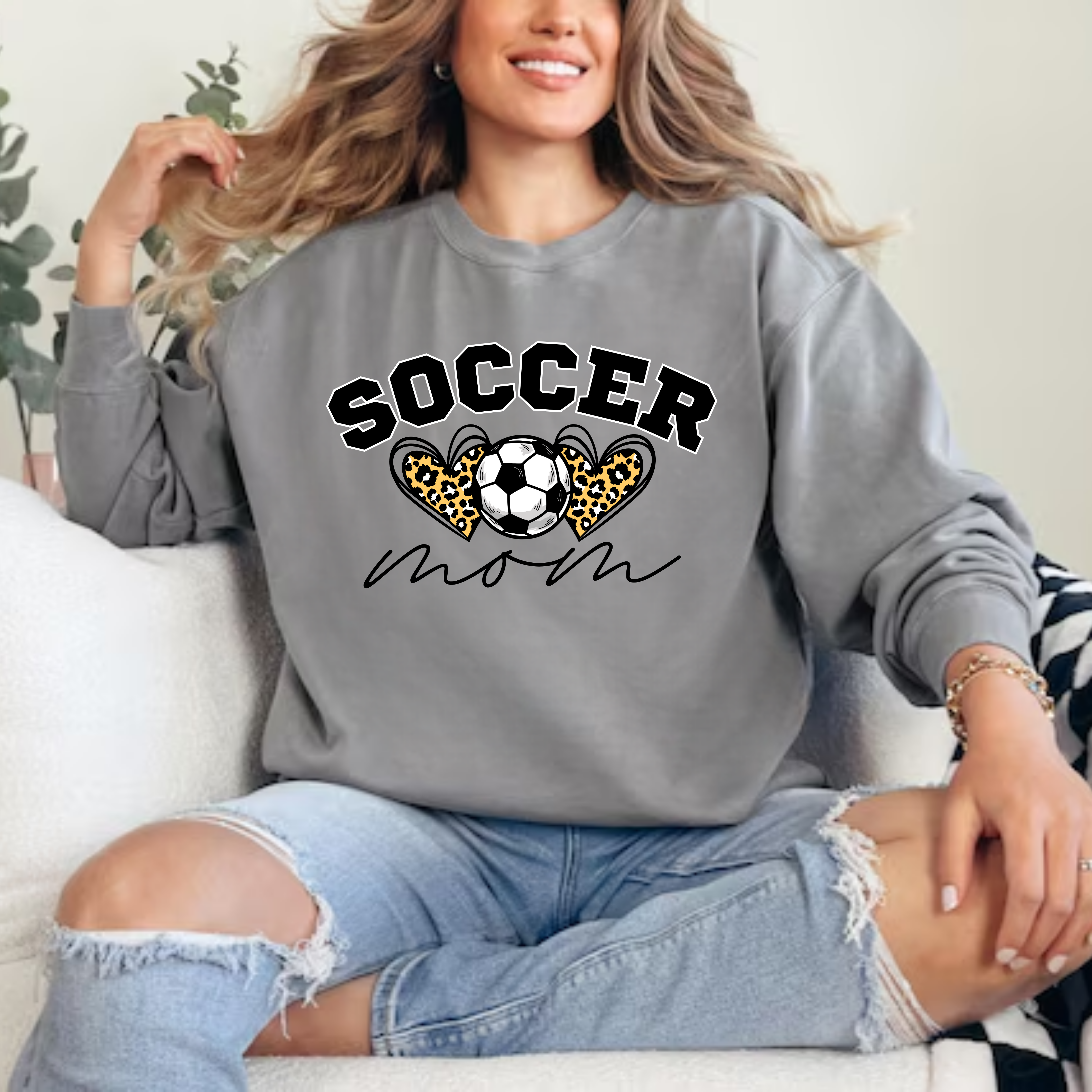 Soccer Mom Leopard Hearts Sweatshirt