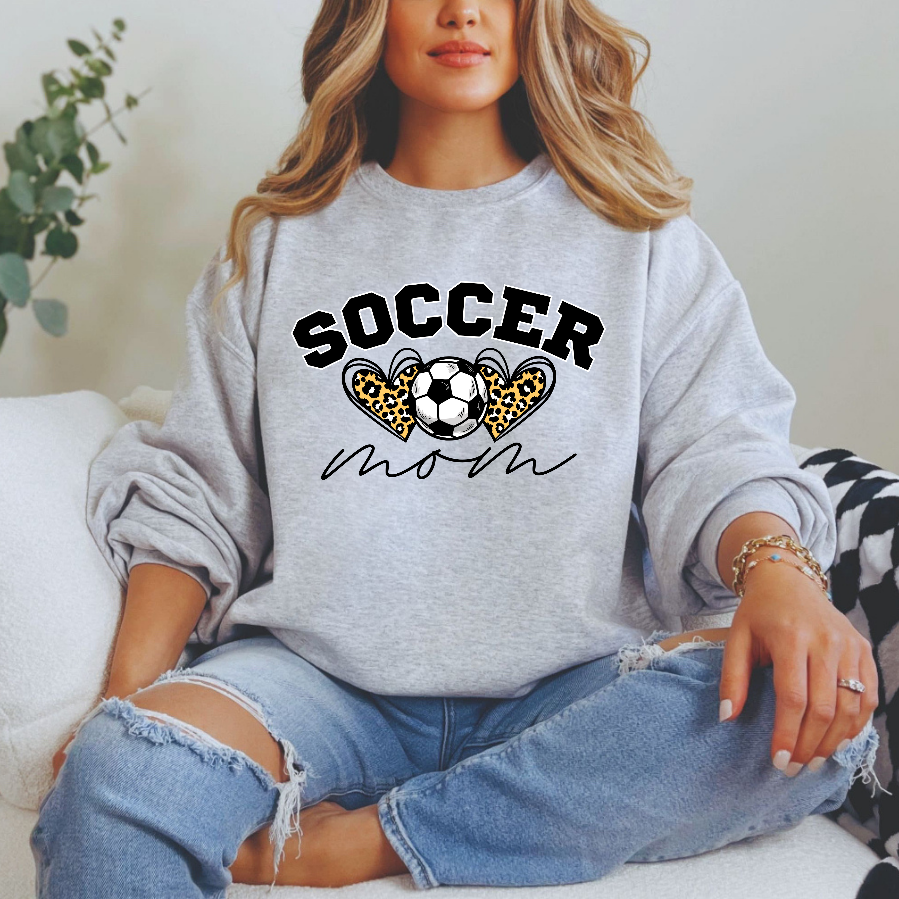 Soccer Mom Leopard Hearts Sweatshirt