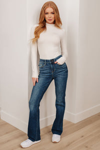 Josephine Mid Rise Raw Hem Bootcut Jeans