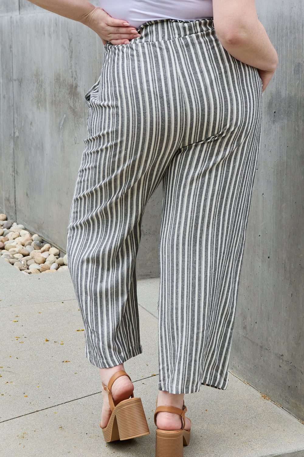 Find Your Path Paperbag Waist Striped Culotte Pants